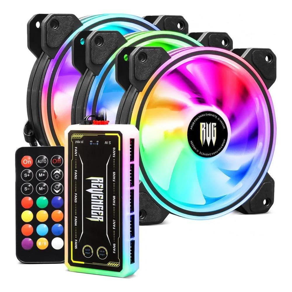 2X Kit 3 Cooler Fan 120Mm Argb Hub E Controladora Ventoinha