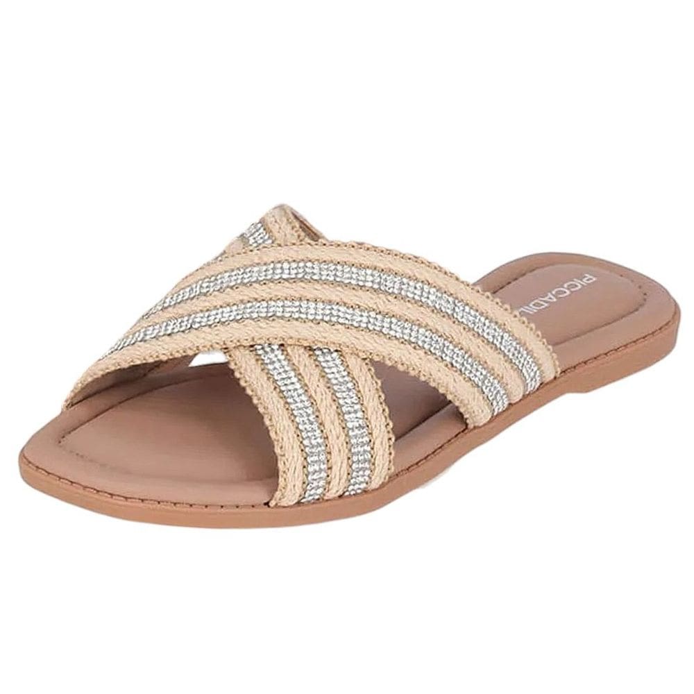 Chinelo Feminino Rasteira Tira X Strass Conforto Piccadilly
