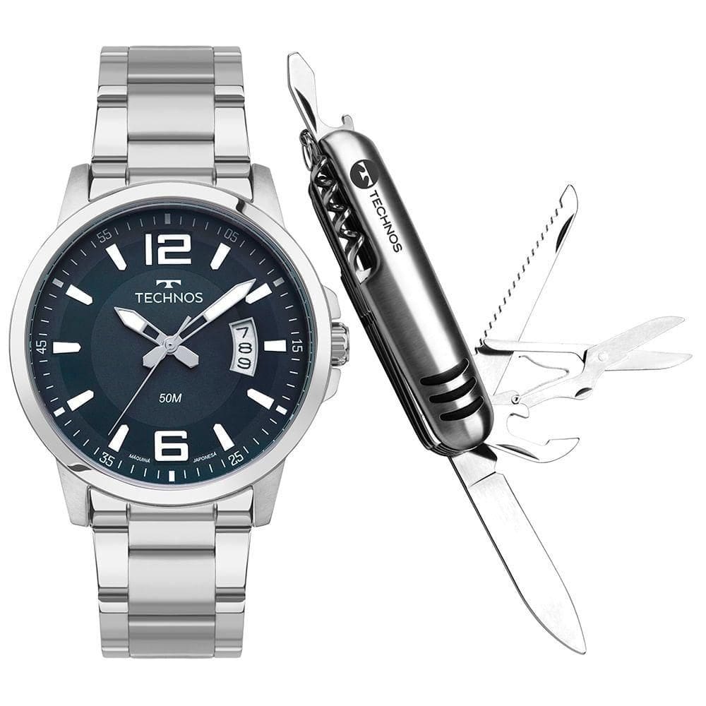 Kit Technos Masculino Racer Basico Prata - 2315lar/k1a Relógio Technos Masculino Racer Basico Prata - 2315lar/k1a