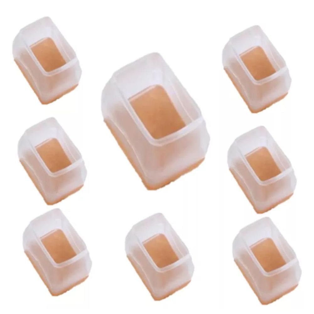 Kit 8 Pezinho Com Feltro Retangular Silicone Para Pé Cadeira