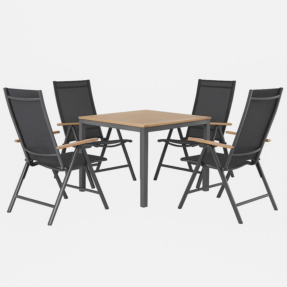 Conjunto Jardim Aluminio 5 Pecas Mesa 4 Cadeiras Reclinaveis