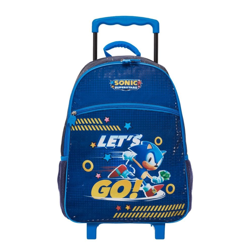 Mochila Escolar de Rodas Sonic Let`s Go Infantil Meninos