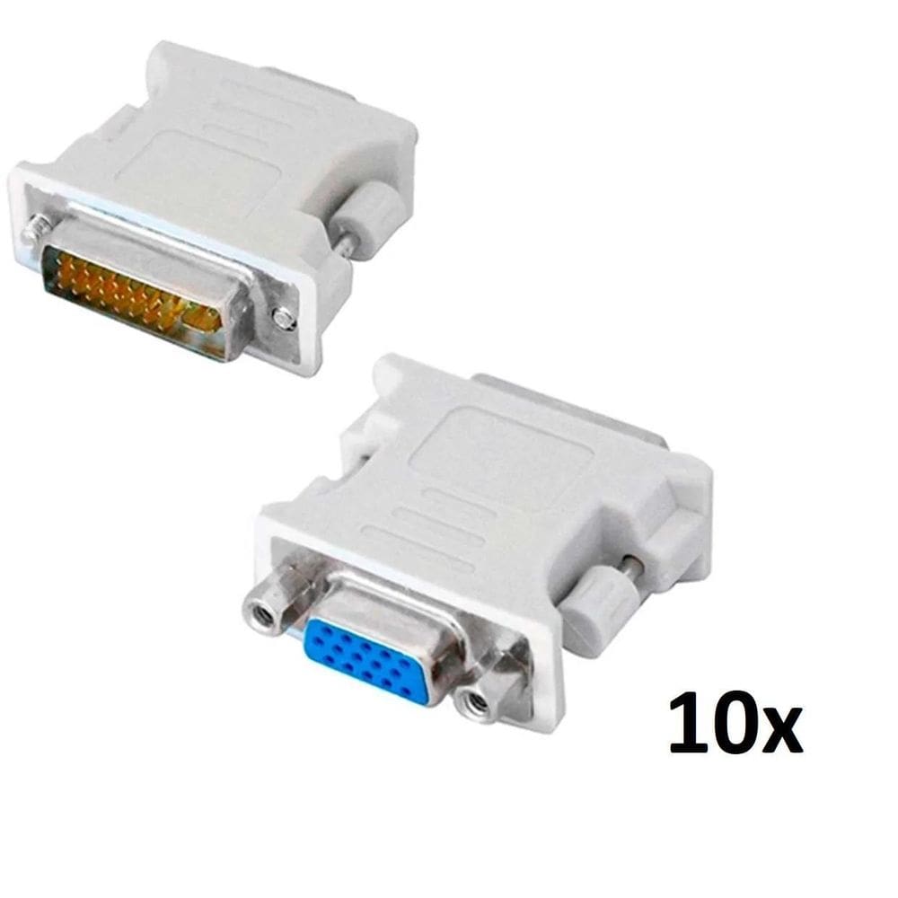 Kit Com 10 Adaptador Dvi-I 24+5 Macho Xvga Fêmea Branco