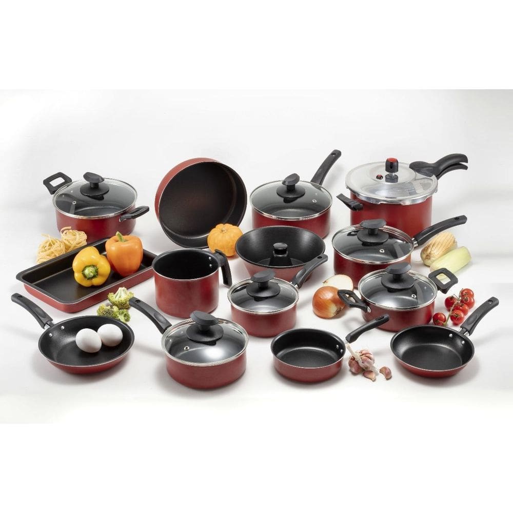 Conjunto Panelas 17 Pc Antiaderente Panela Pressão 4,5L Verm