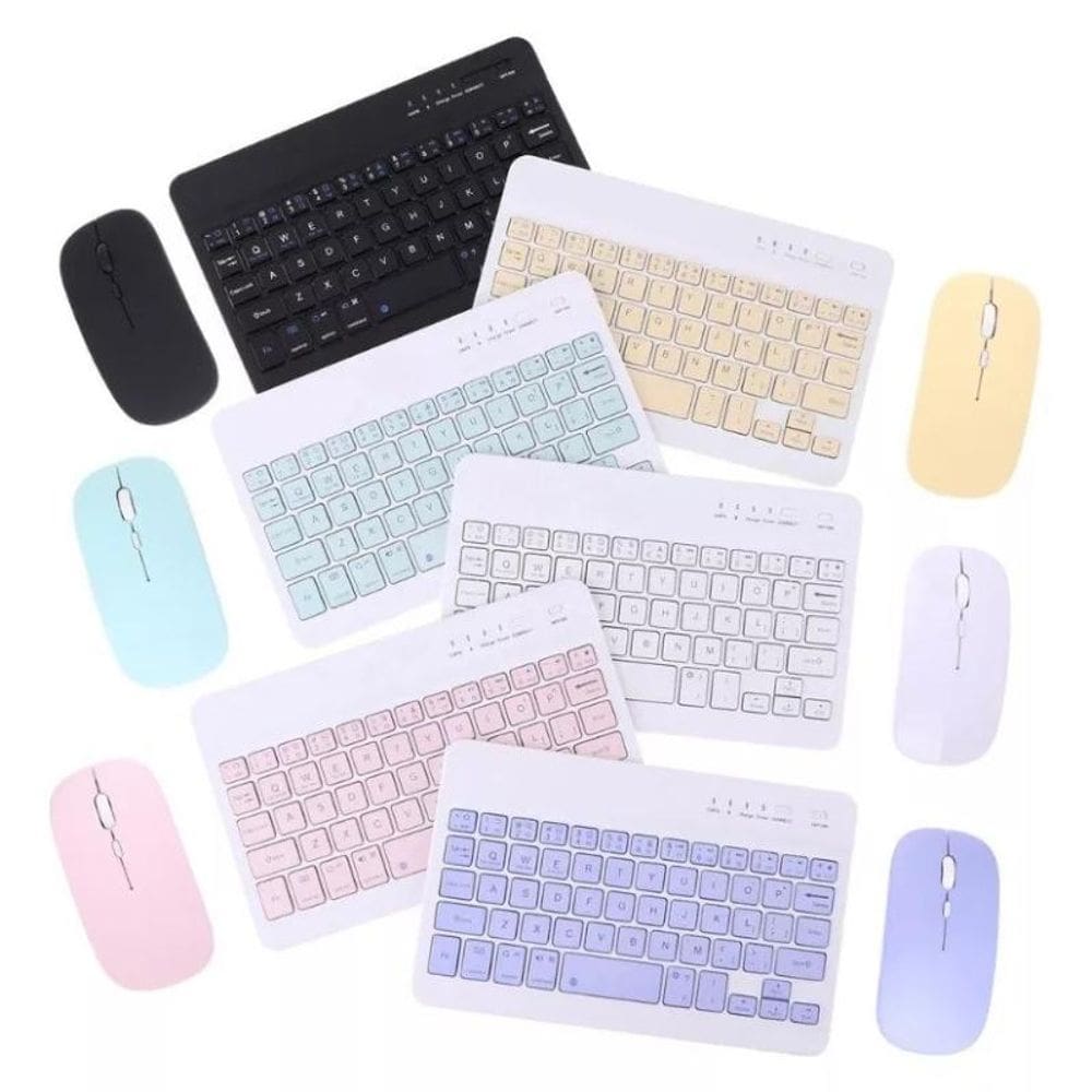 Kit Mini Teclado Mouse Sem Fio Bluetooth Pc Note Tablet Cel