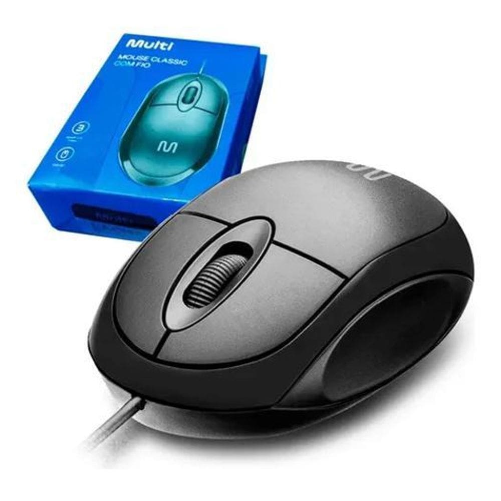 2X Mouse Classic Box Óptico 3 Botões Multilaser 1200Dpi Mo30