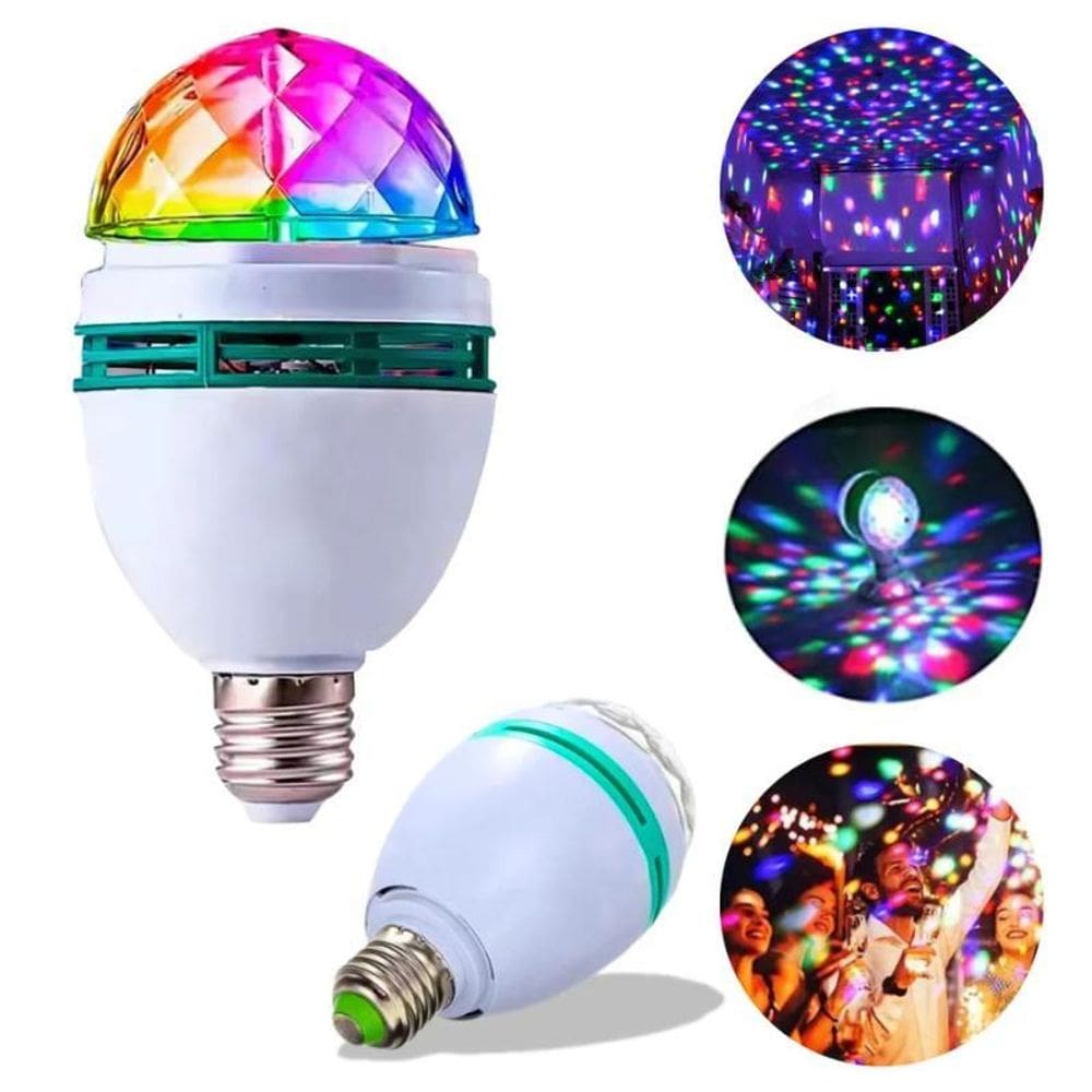 Lâmpada Rgb Led Colorido Globo Giratória De Luz Festa