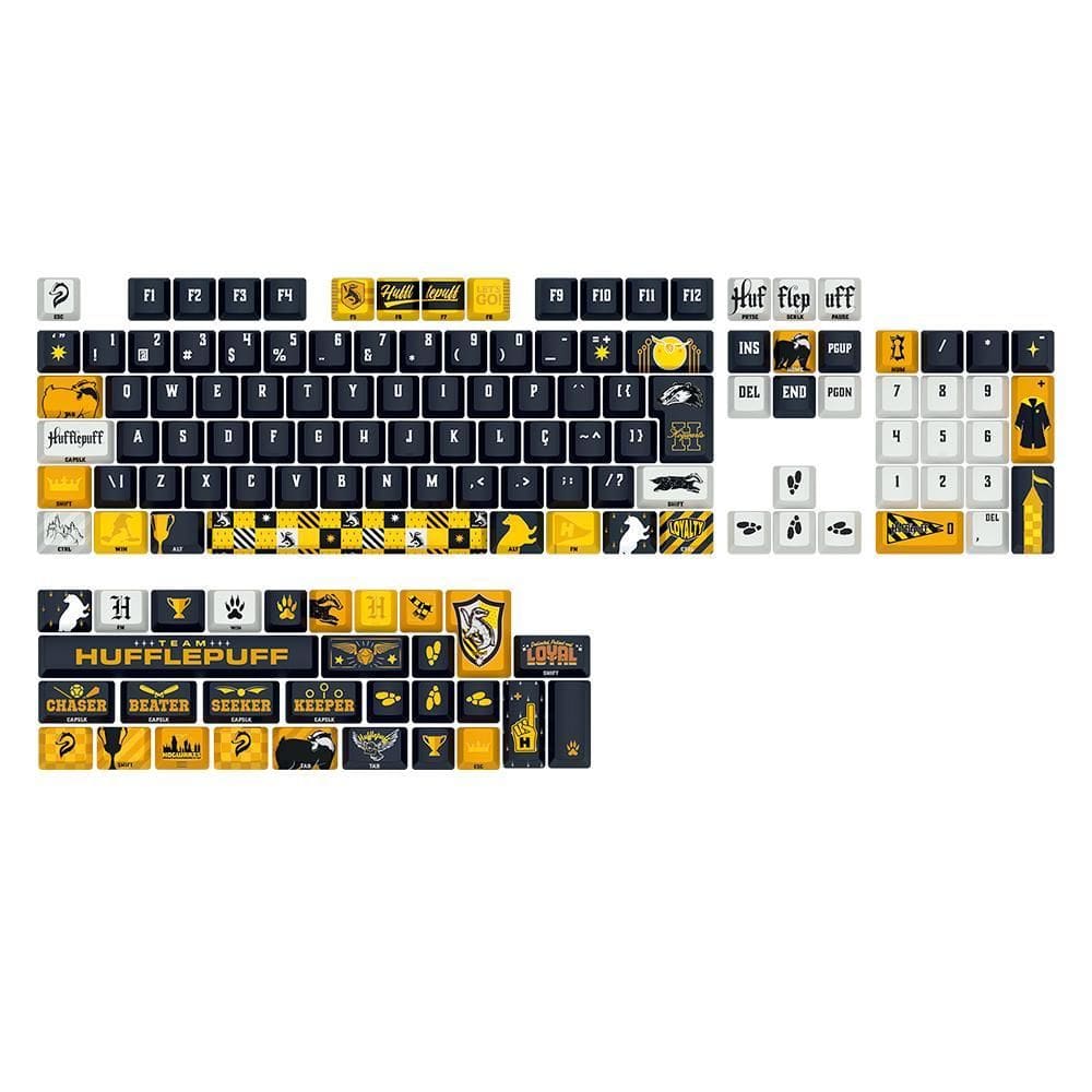 Keycaps Redragon Harry Potter Hogwarts Hufflepuff Amarelo