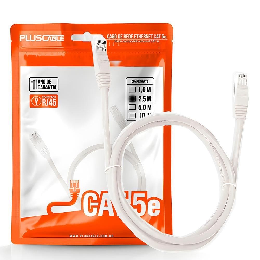 Caboderede Cat.5E 2.50 Metros Pc-Ethu25Wh Patchcordpluscable