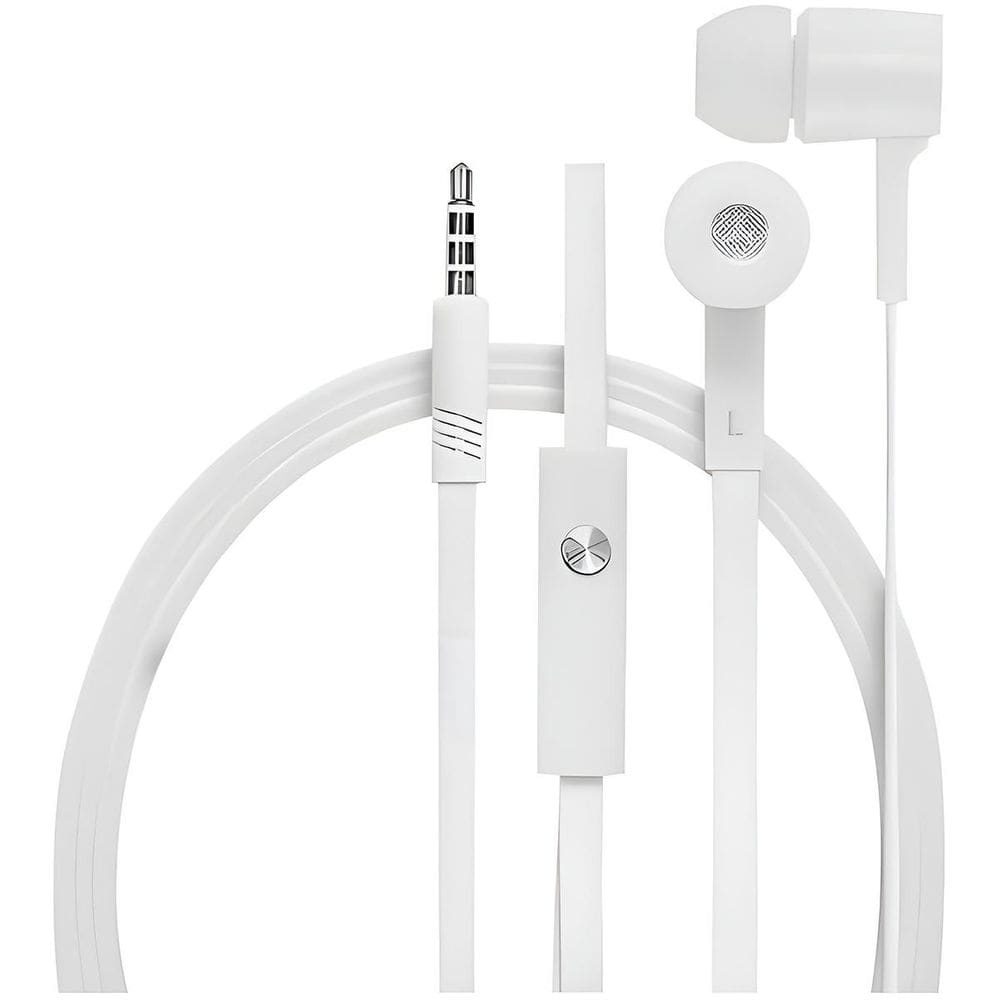Fone Intra-Auricular Branco Com Microfone Anti-Ruído 3,5Mm