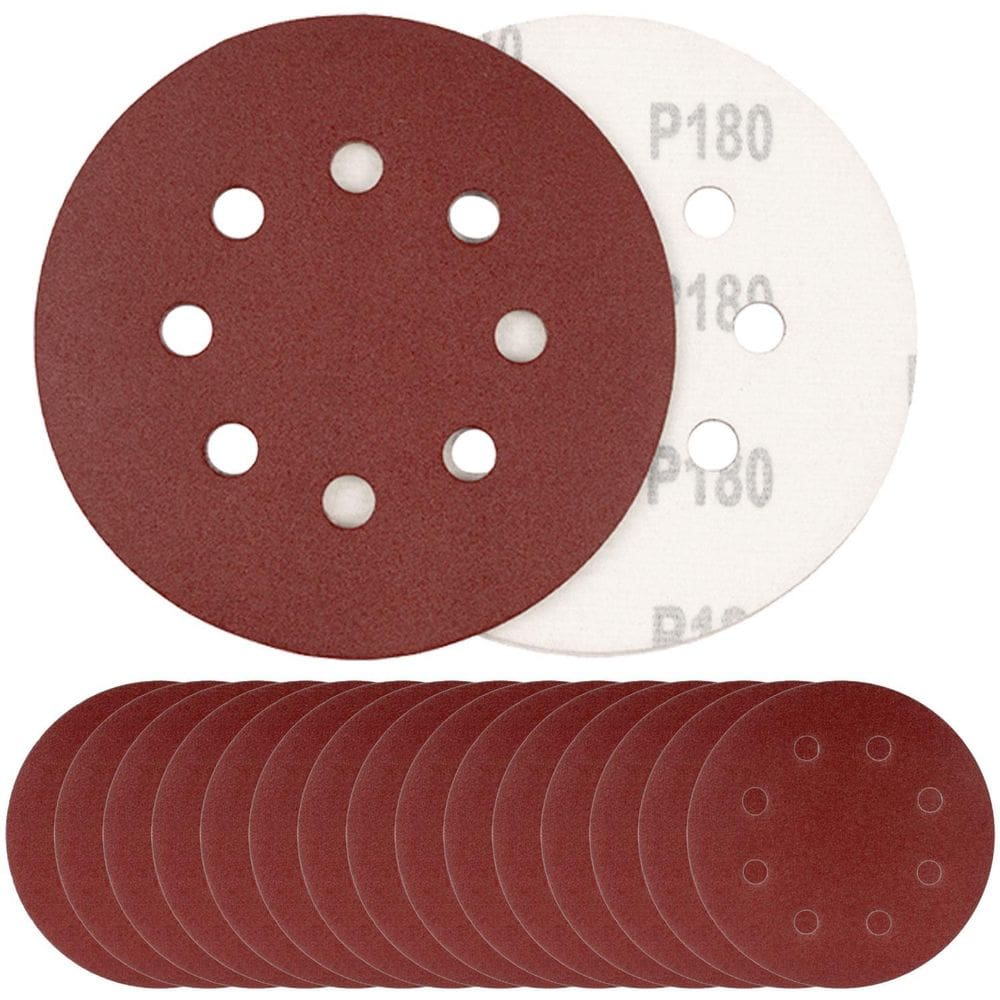 Kit 15 Disco Lixa 125Mm 8 Furos P180 Lixadeira Roto Orbital