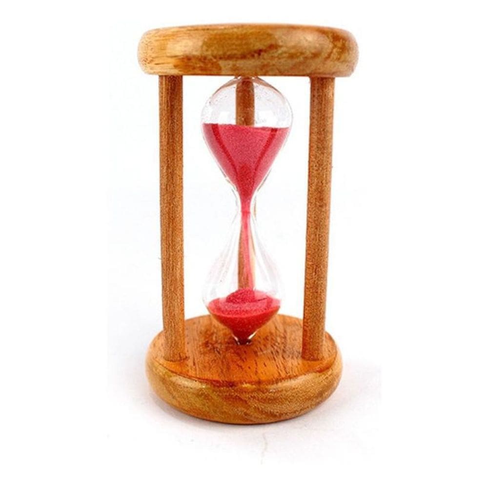 Ampulheta Madeira E Vidro Relógio De Areia Vermelho 10 Seg F