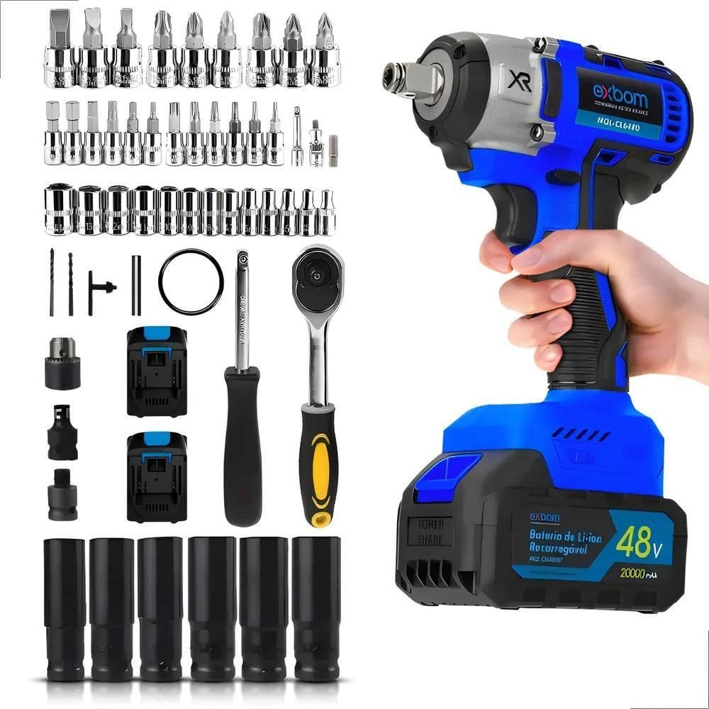 2X Kit Chave De Impacto 48V Parafusadeira + Jogo Soquetes 46