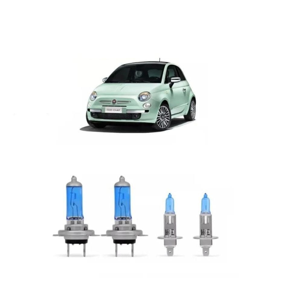 Kit Lâmpada Super Branca Fiat 500 Farol Alto E Baixo