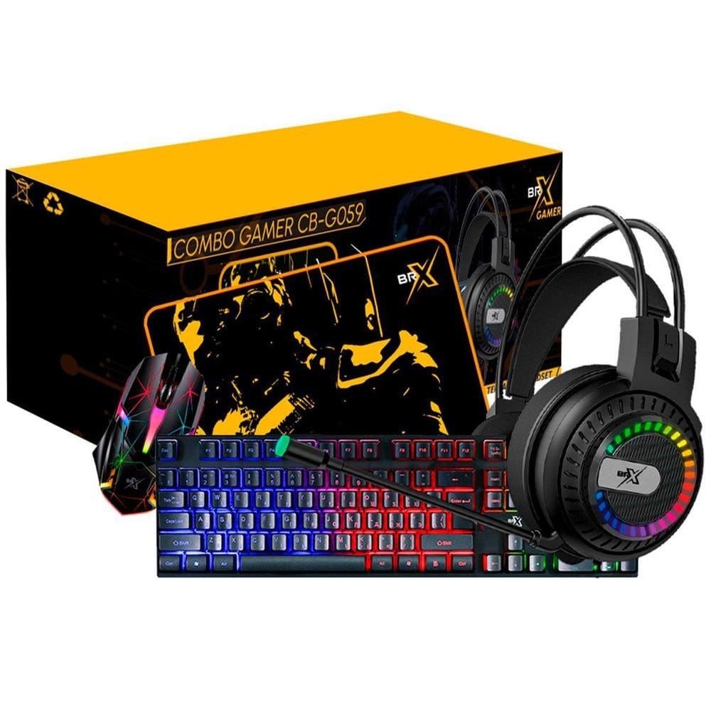 Kit Gamer Ultimate Brx 4 Em 1 , Teclado, Headset, Mouse 1200