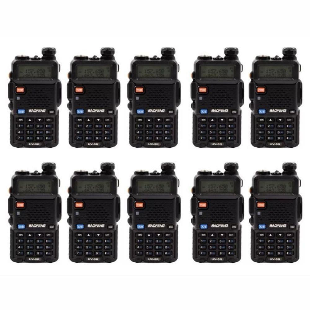 Kit 10 Rádio Comunicador Walkie-Talkie Baofeng Bf-Uv-5R