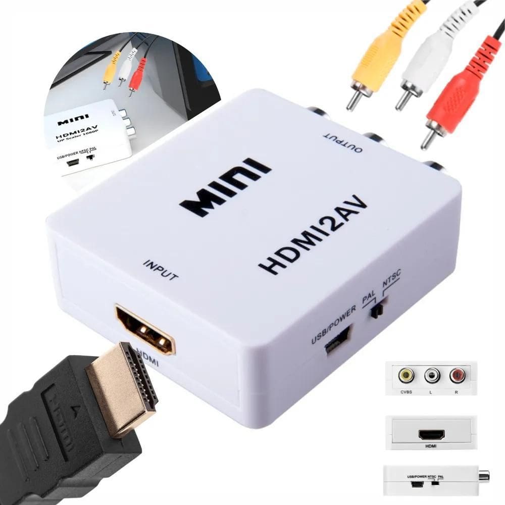 2X Adaptador Converte Entrada Hdmi Em Saida Av Rca Tv De Tub