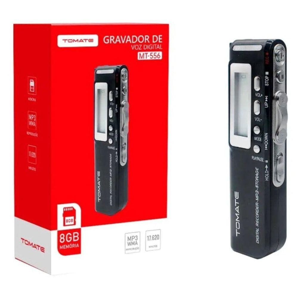 Gravador Digital De Voz Tomate 8Gb Portátil