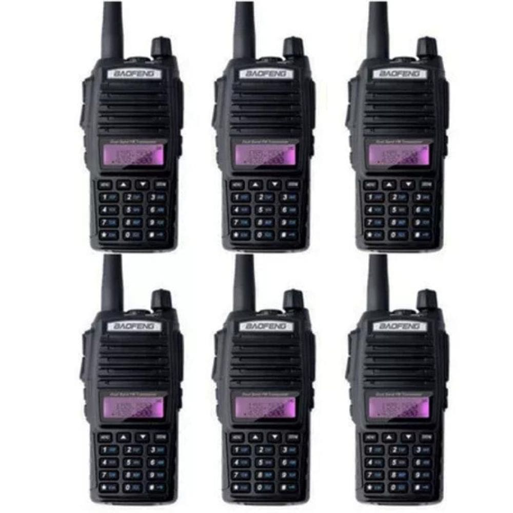 Kit 6 Rádios Comunicador Walk Talk Baofeng Bf Uv82 Amador