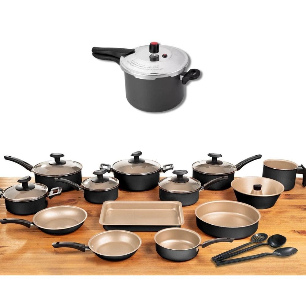 Conjunto Panelas 17 Pc Antiaderente Panela Pressão 4,5L