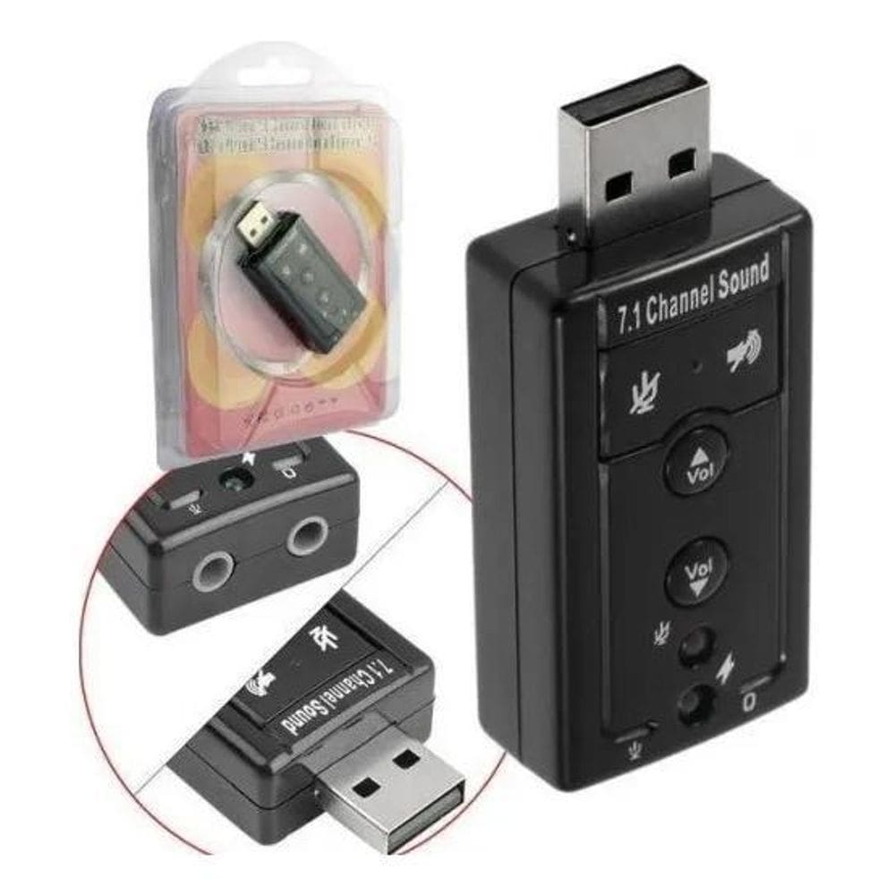 2X Mfl 71 Placa Adaptador De Som Usb 7.1 Canais 3D Adaptador