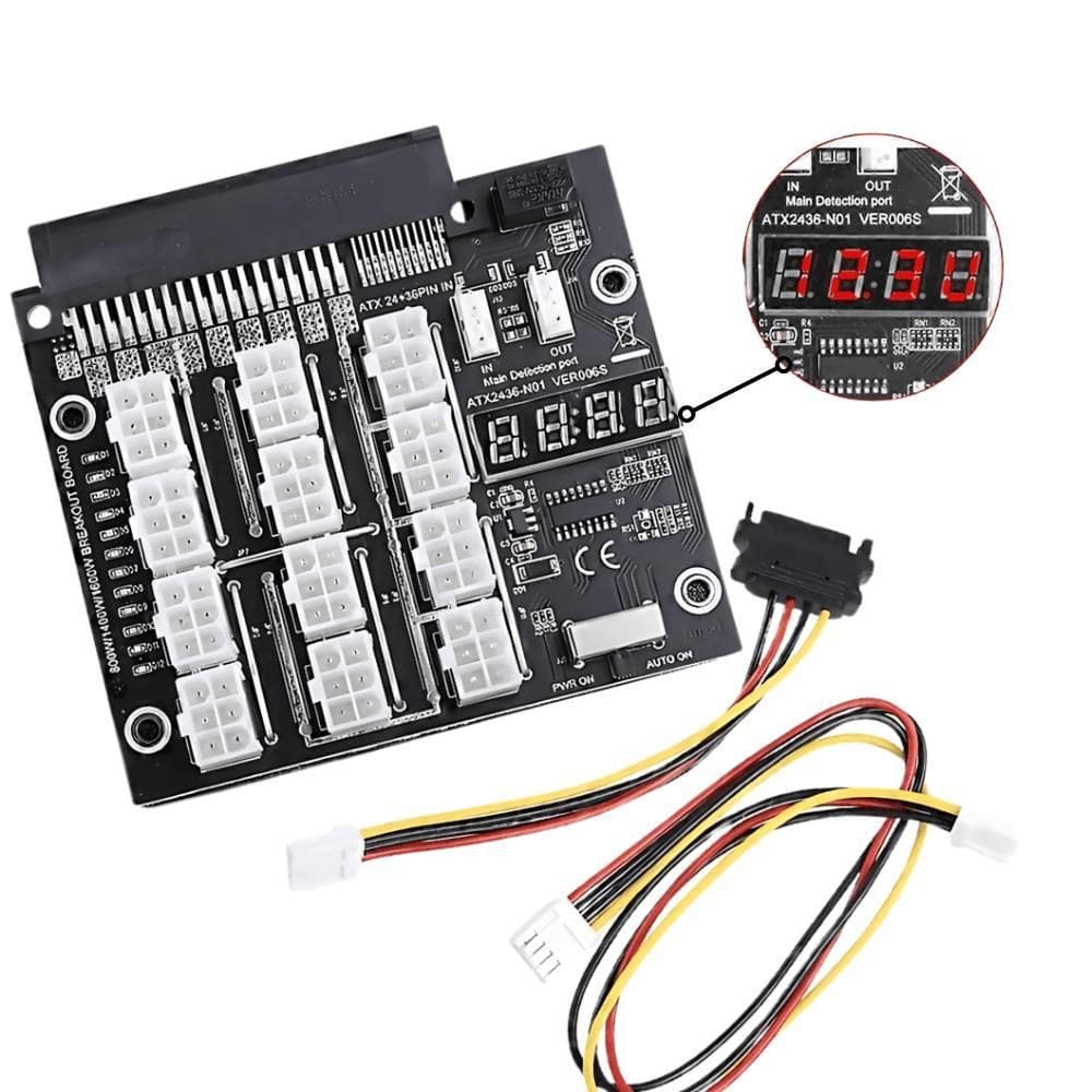 Adaptador Fonte Servidor 12 Portas 12V Pci-E 6 Pin Atx2436