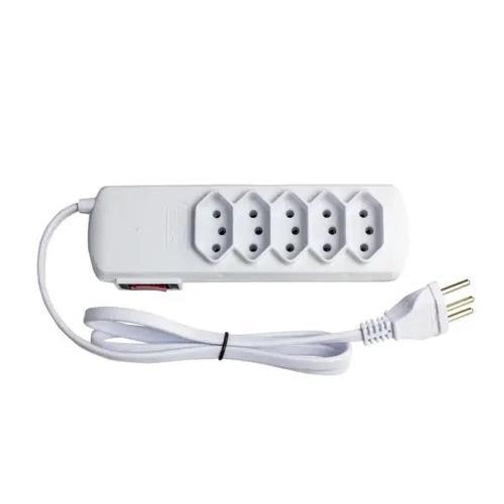 Filtro De Linha Slim 5 Tomadas Tri 10Abivolt Branco Nbr 80Cm