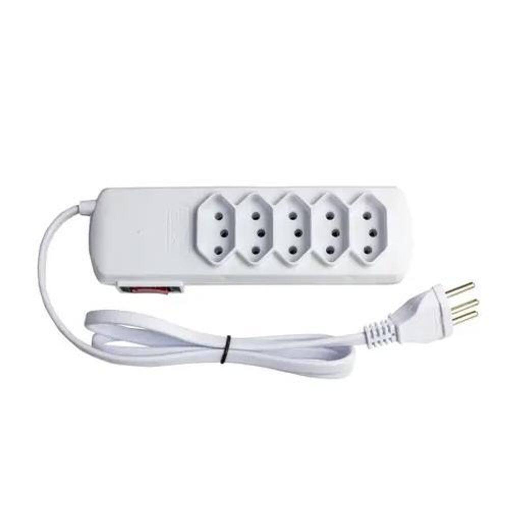 Filtro De Linha Slim 5 Tomadas Tri 10Abivolt Branco Nbr 80Cm