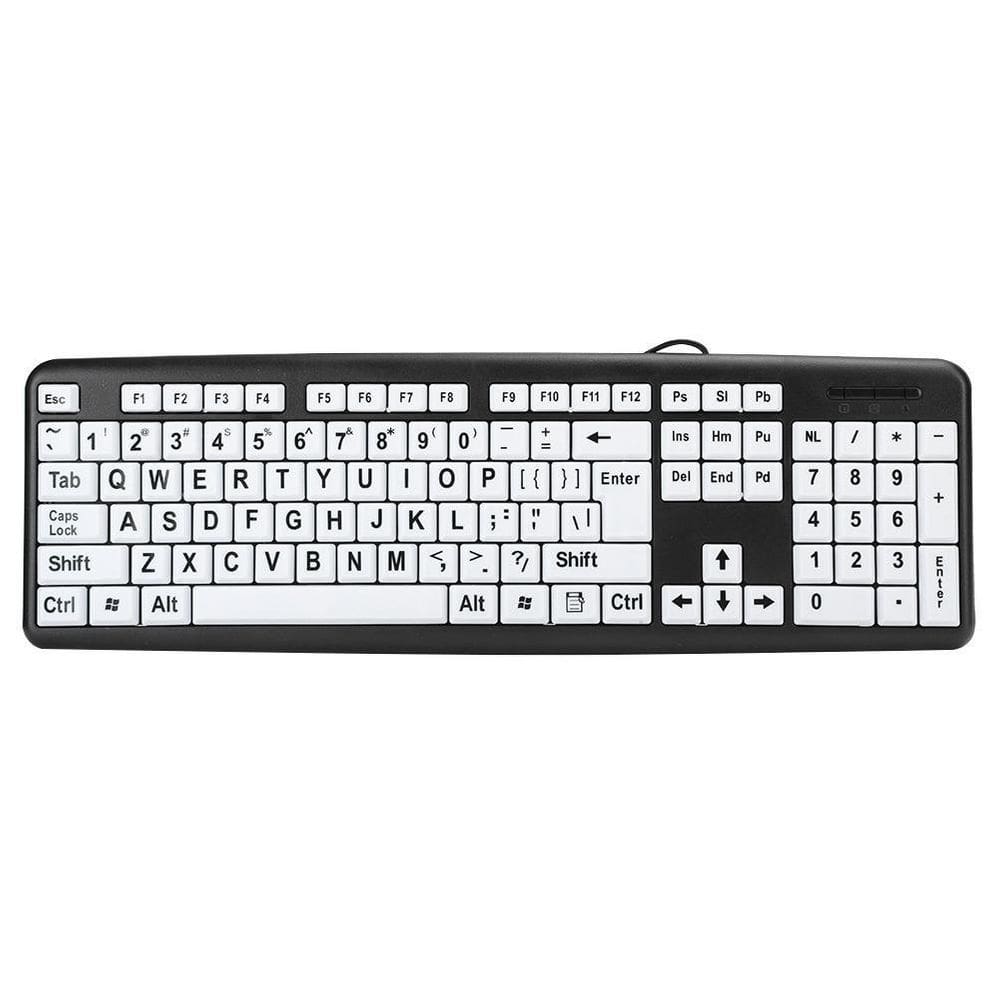 Teclado Para Baixa Visão Tecla Branca Letra Grande Mod/Slim