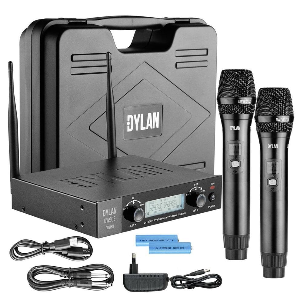 2 Microfone Sem Fio Uhf 200 Canais Display Sincronização Ir