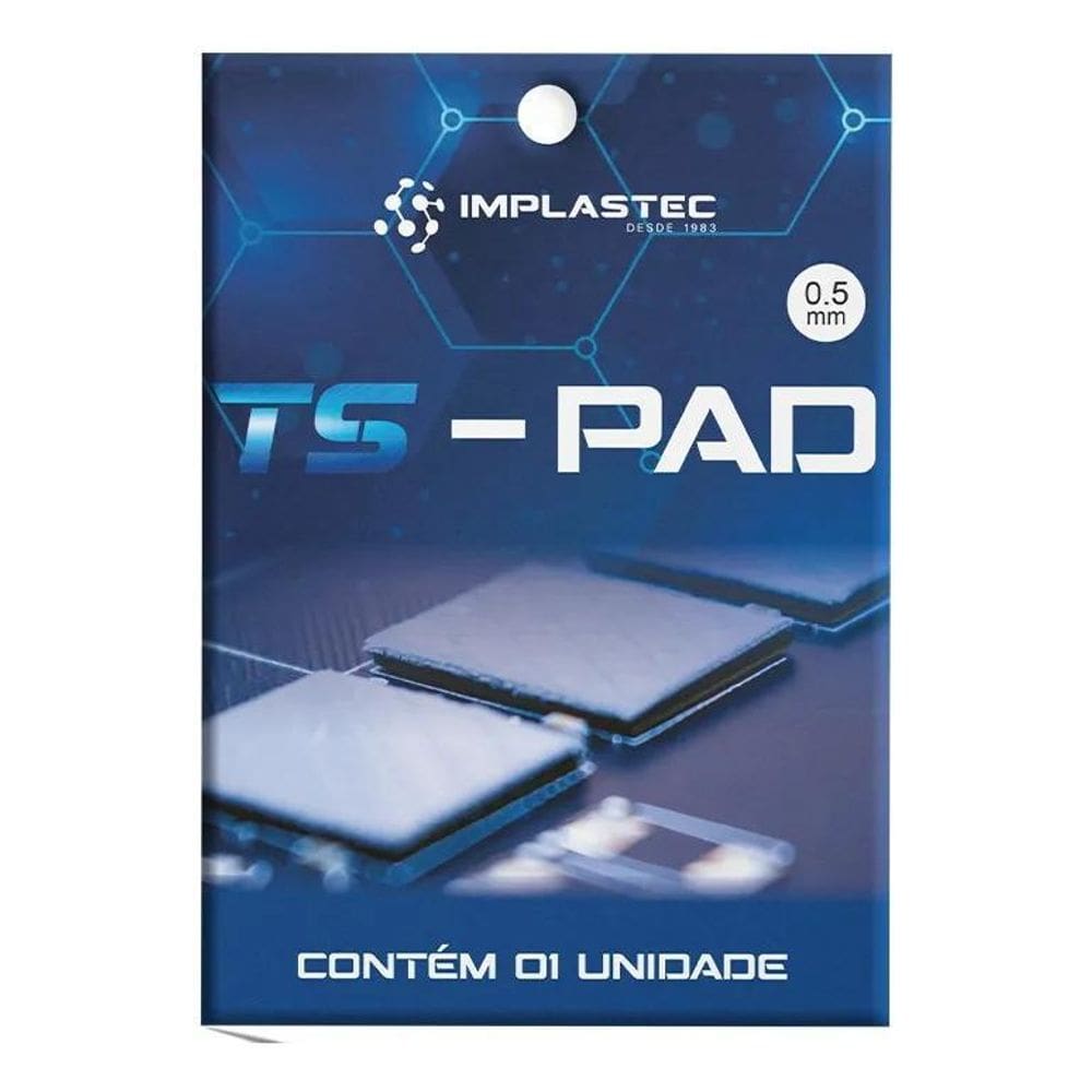 2X Thermal Pad Alto Desempenho 12,8W/Mk 10X10Cmx0,5Mm Implas