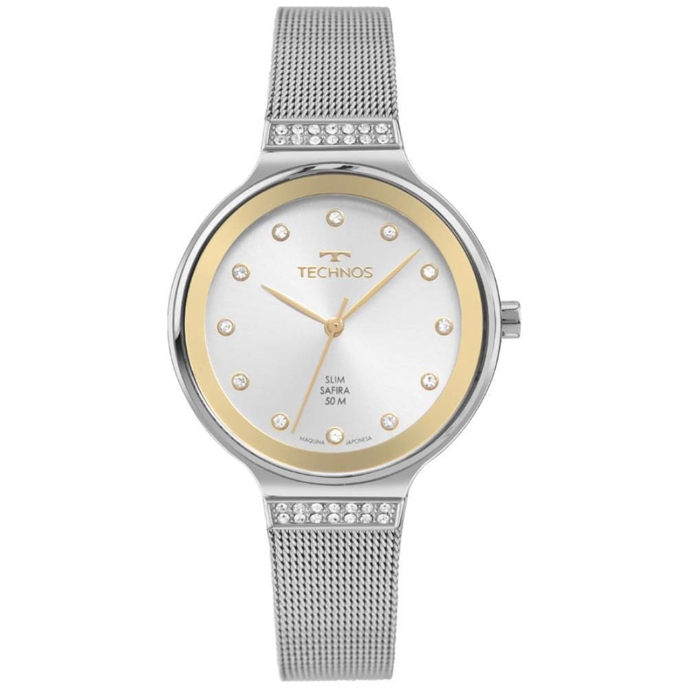 Relógio Technos Feminino Ref: Gl32Ba/1K Safira Mesh Prateado