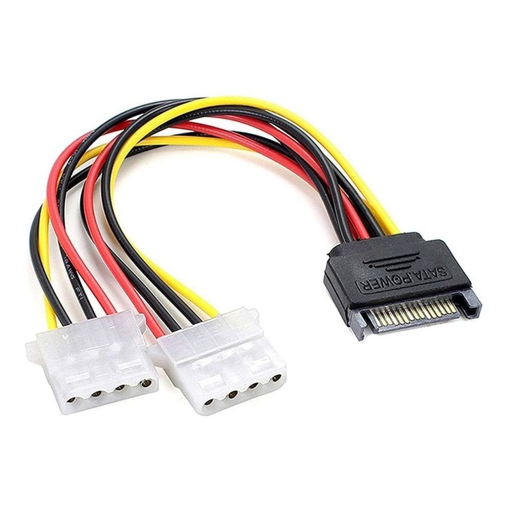 Cabo Y Adaptador 1 Sata Macho Para 2 Ide Molex Femea