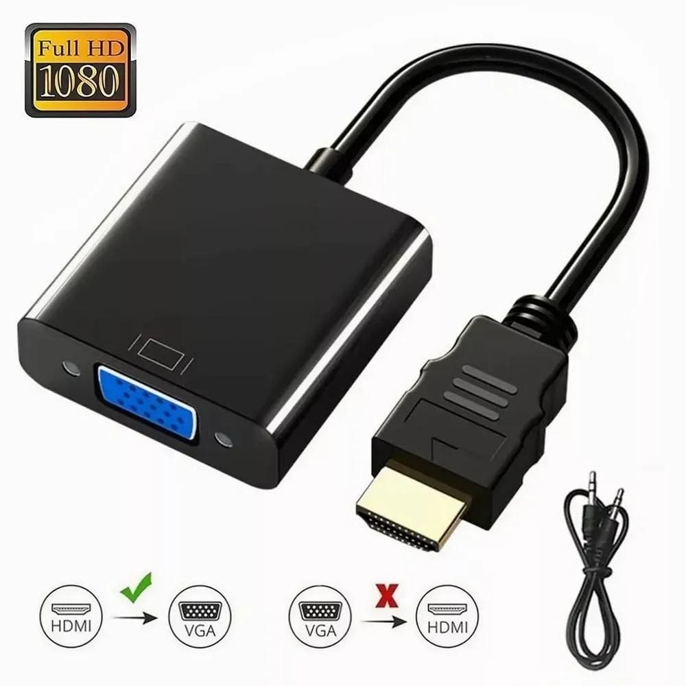 2X Adaptador De Cabo Hdmi A Vga+Cabo Conversor+Cabo De 3,5 M