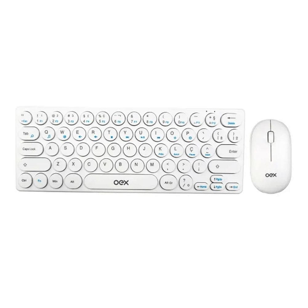 Kit Teclado E Mouse Sem Fio Retrô Oex Tm-409 Abnt2 Português
