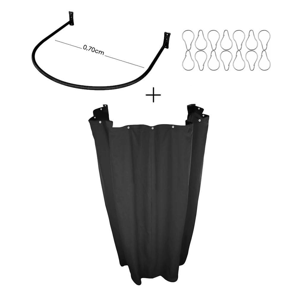 Kit Provador Cortina Blackout E Arco 70X70 Preto