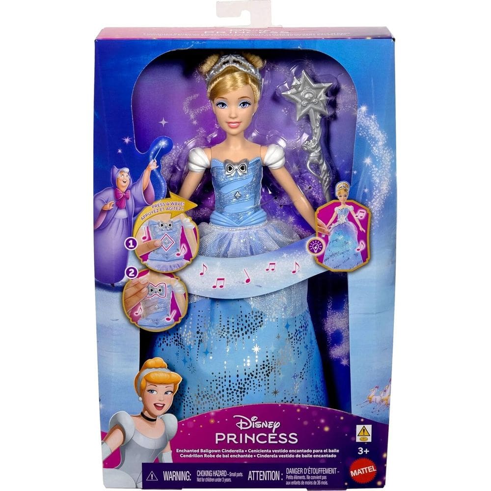 Boneca Cinderela Disney Vestido Com Luz e Som Mattel - JBF94