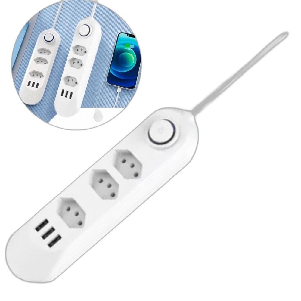 Protetor Elétrico 3 Tomadas Usb Bivolt Plano Máquina Lavar