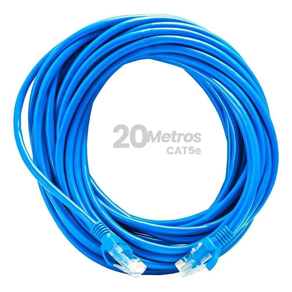 2X Cabo De Rede 20 Metros 20M Lan Internet Crimpado Rj45 Cat