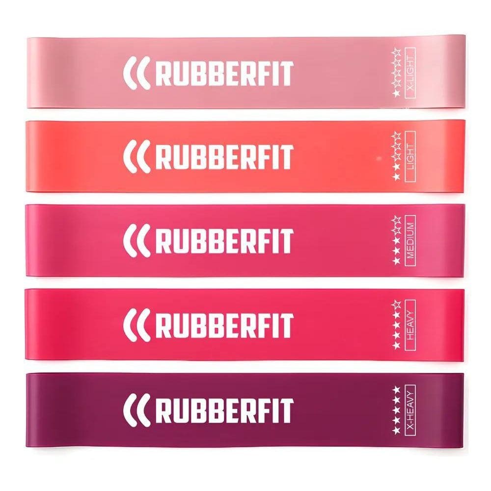 Mini Bands Rubber Fit: Kit 5 Elásticos Para Treino Completo