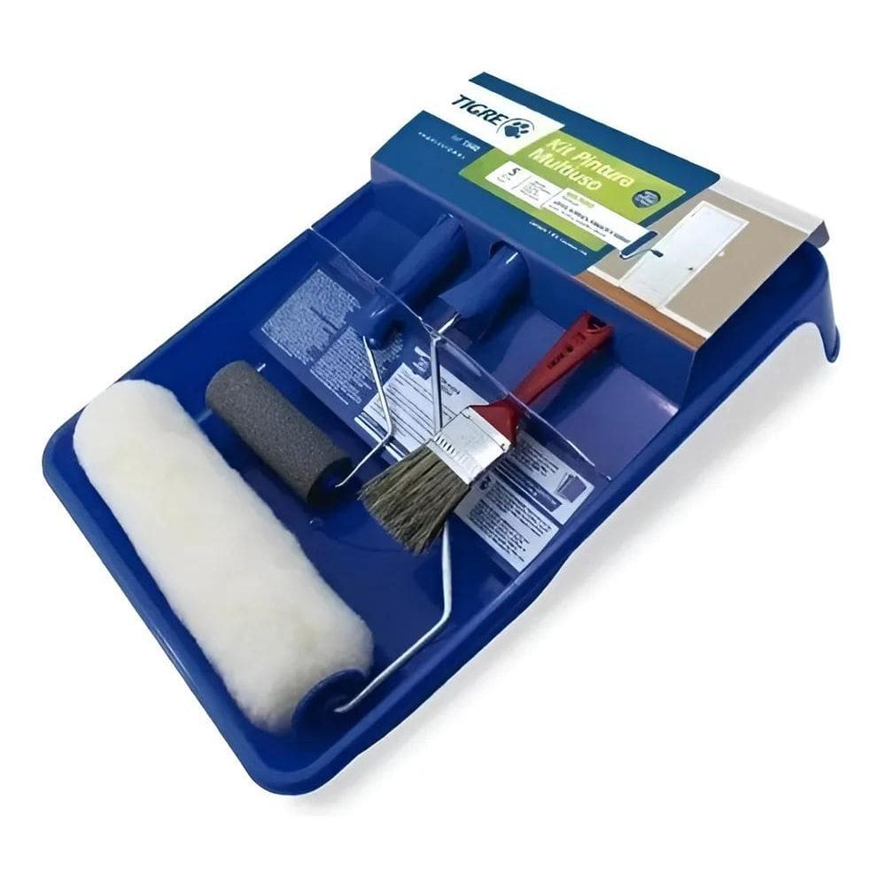 Kit Pintura Tigre 5 Peças: Rolo, Pincel & Bandeja Fácil