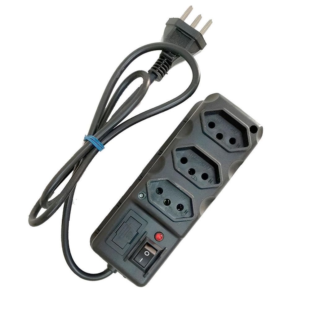 Filtro De Linha 3 Tomadas Bivolt 1M Com Proteção Elétrica