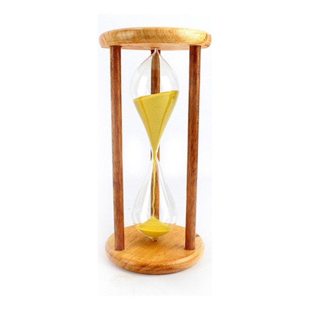 Ampulheta Madeira E Vidro Relógio De Areia Amarelo 45 Seg
