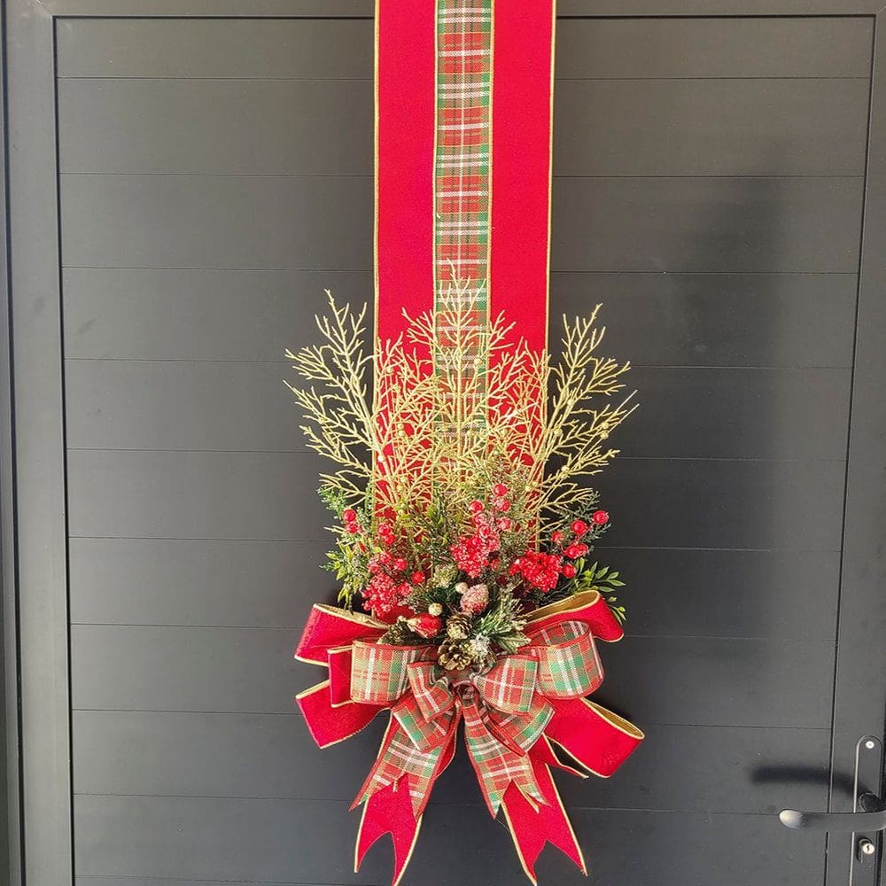 Escapulário Enfeite Natalino Para Porta Laço Flor Arranjo 2m