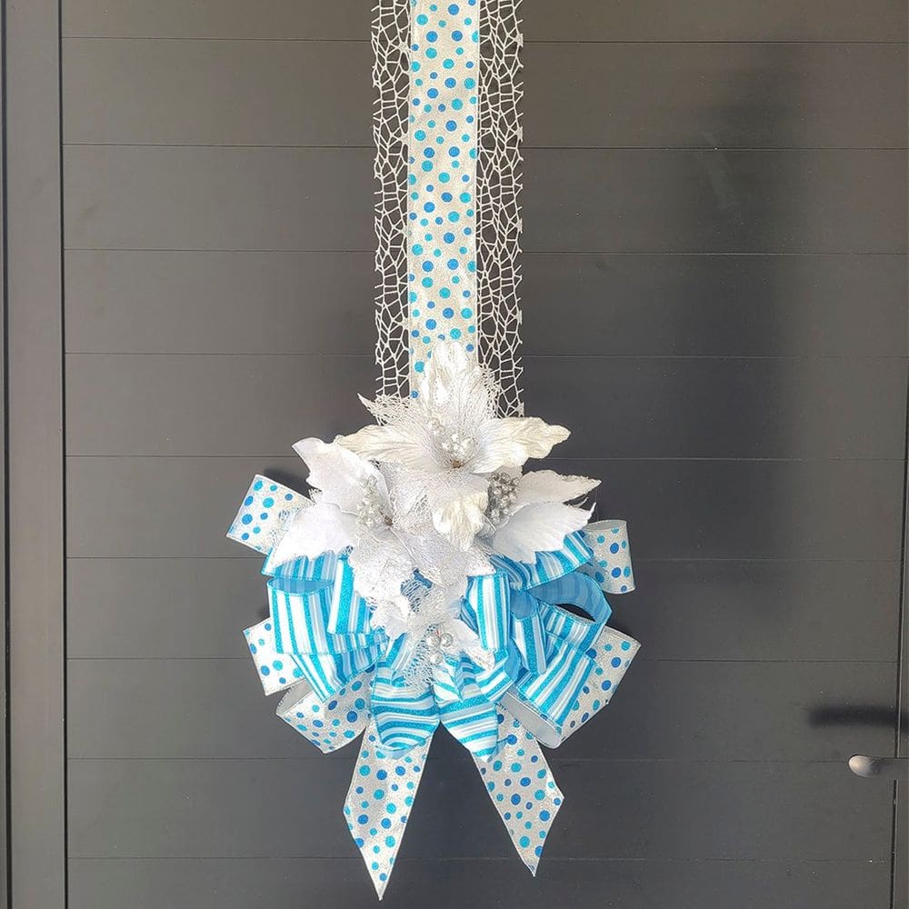 Escapulário Enfeite Natalino Para Porta Arranjo Flor Laço 2m