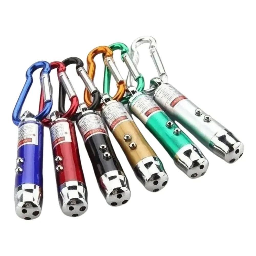 2X Laser Pointer Luz Led Lanterna Chaveiro Interativo Gato C