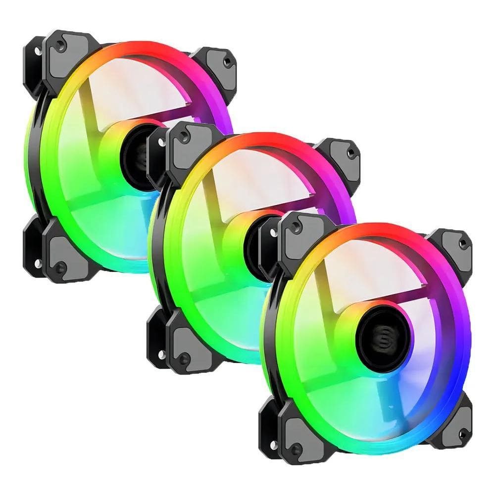 2X Kit 3 Fans Cooler Pc Gamer Led Rgb 120Mm Ventoinha Gabine