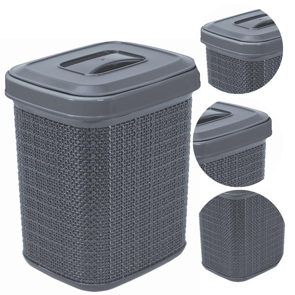 Lixeira Multiuso Juta Com Tampa Cozinha Escritório 4,5 Lt