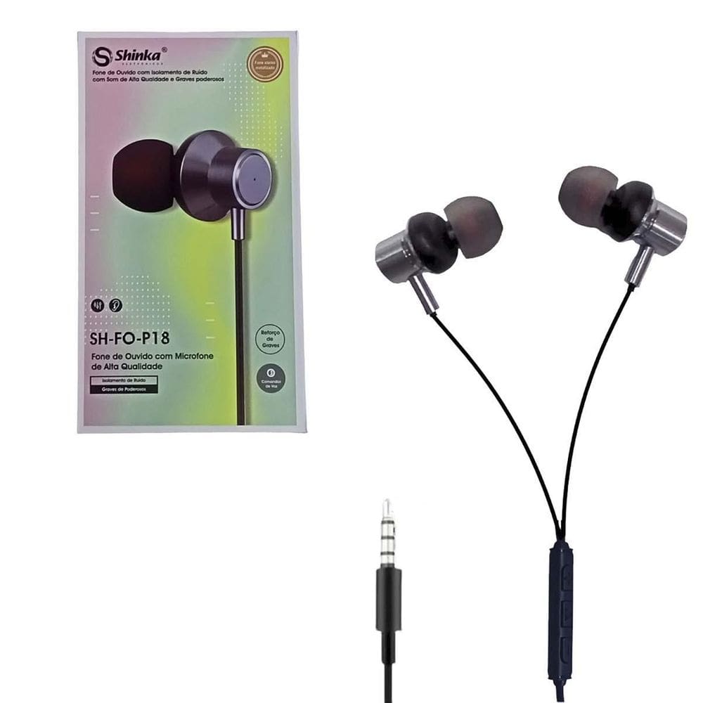 Fone De Ouvido Intra Com Mic E Controle De Volume Shinka