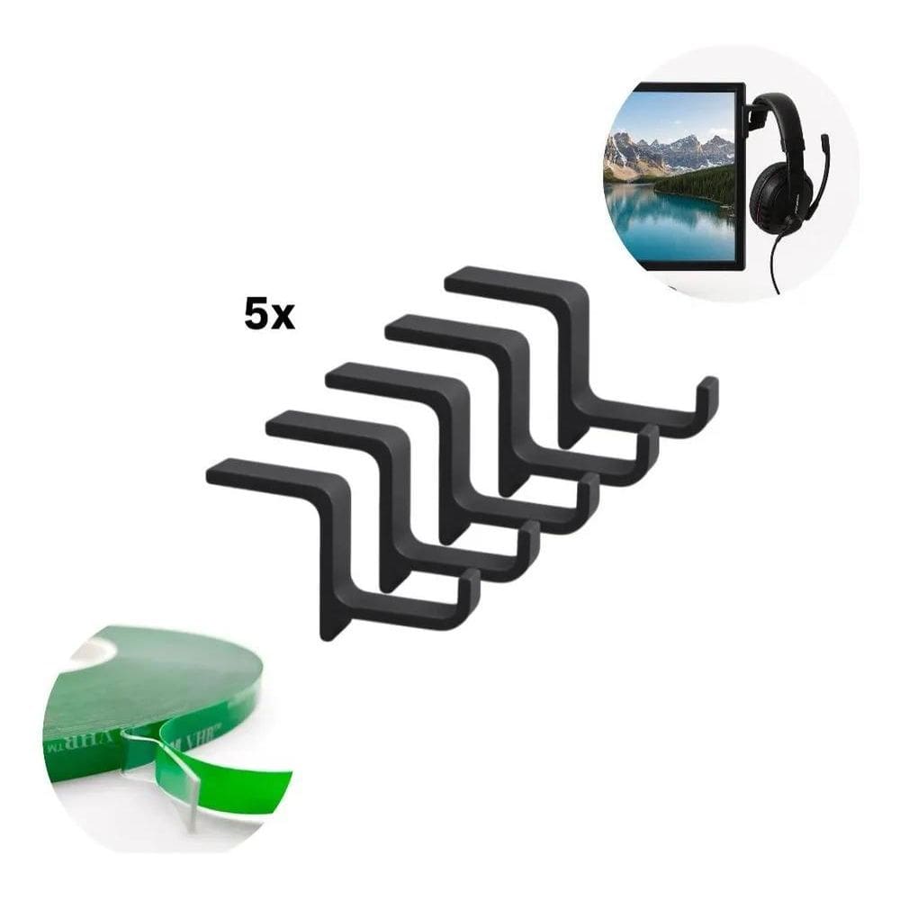 2X Kit 5X Suporte Gancho Fone Headset Monitor Setup Com Fita